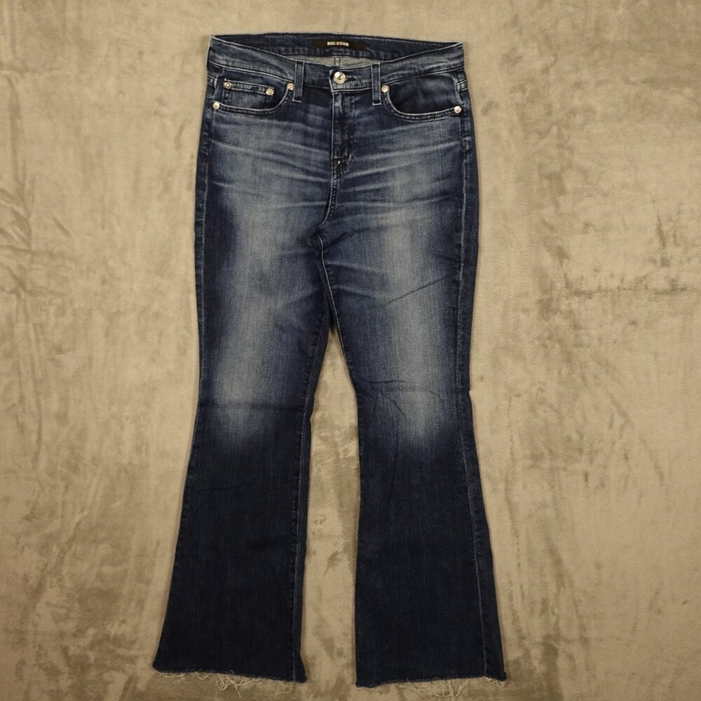 Big Star Jeans high rise bootcut women's 29 blue denim‎ western raw hems